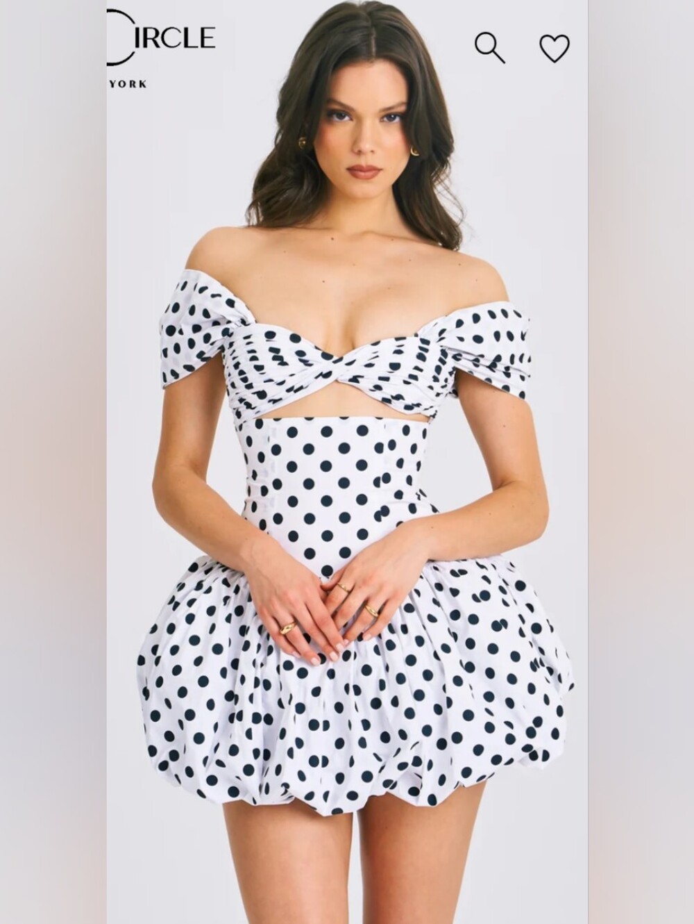 Polka Dot Off-Shoulder Mini Dress - White/Black